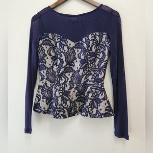 bebe Long Sleeve peplum top Size XS